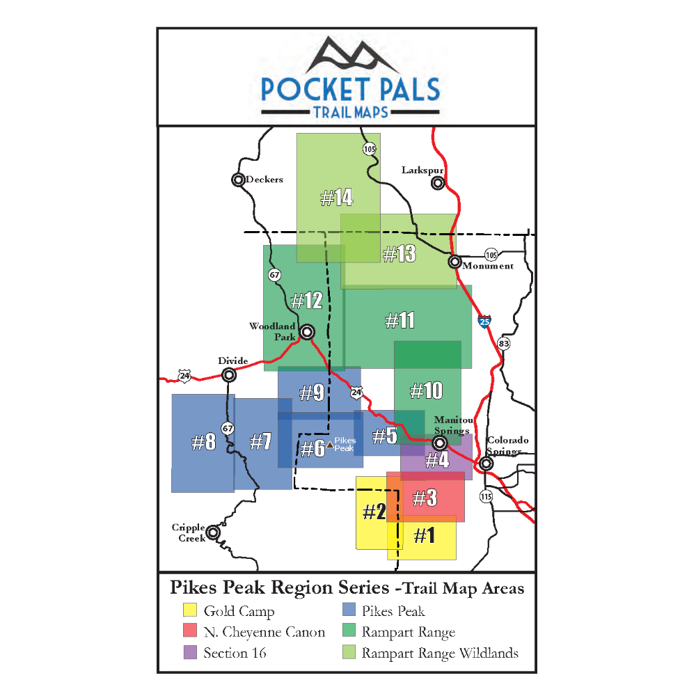 Pocket Pals Trail Maps - Pikes Peak Region Series Overview Map