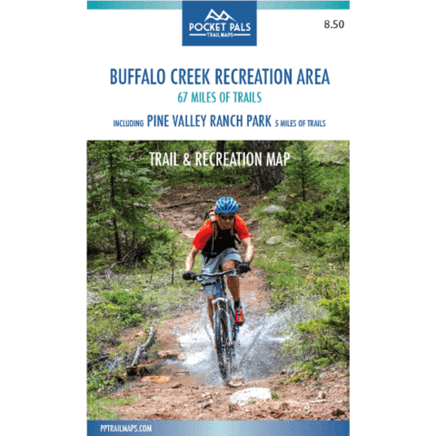 Buffalo Creek Recreation Area, Trail and Recreation Map, near Bailey and Deckers Colorado. Located in the Pike National Forest, By Pocket Pals Trail Maps