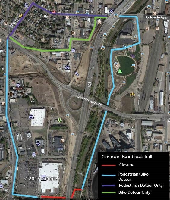 Bear Creek Trail Closure map