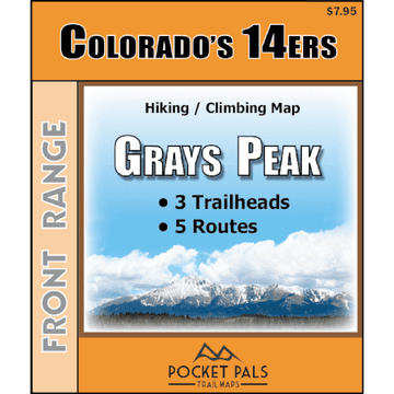 A hiking/climbing map for Grays Peak, one of Colorado's Fourteeners. It is located in the Front Range.