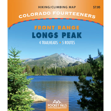 A hiking/climbing map for Longs Peak, one of Colorado's Fourteeners. It is located in the Front Range.